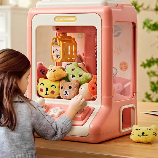 Mini Claw Machine Toy for Kids - Coin-Operated Plush Grabber Game with Lights and Music