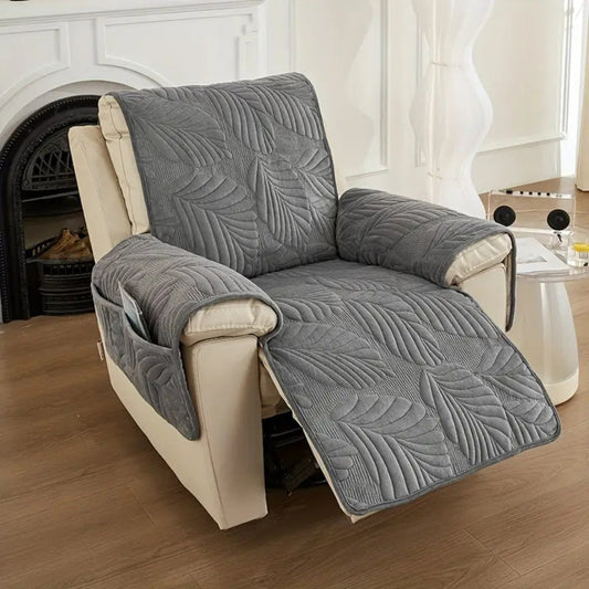 Armchair Cover with Green Leaf Pattern