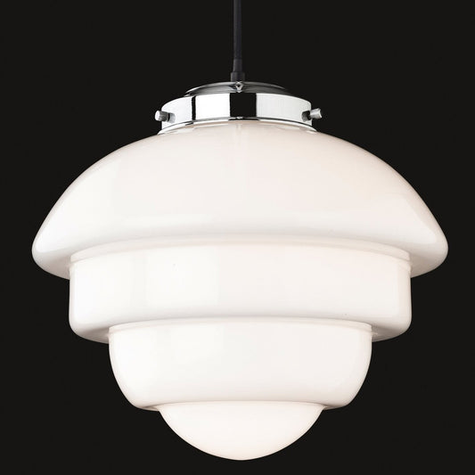 31 cm Art Deco Opaline Glass Pendant Light