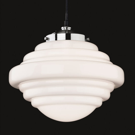 Art Deco Saturn Opaline Glass Pendant Light 29 cm