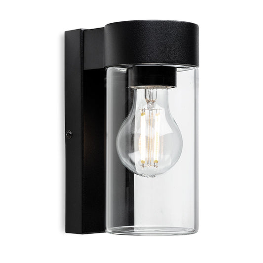 Avant Glass Cylinder Outdoor Wall Light, Black