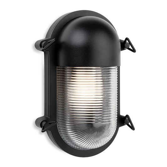 Hudson Striped Oval Bulkhead Light, Black