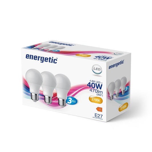 A60 | E27 | 470lm | 2700k (40w equivalent) (Pack of 3)