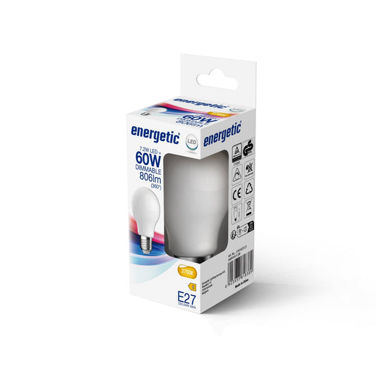 A60 | E27 | Milk Glass | 806lm | 2700k | Dimmable (equivalent to 60w)