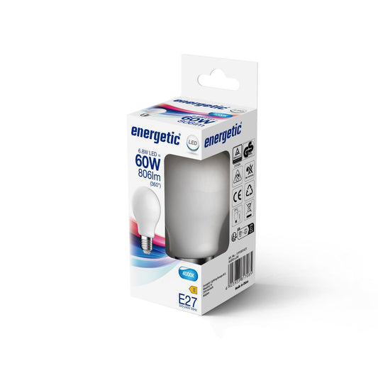 A60 | E27 | Milky Glass | 806lm | 4000k (equiv. to 60w)