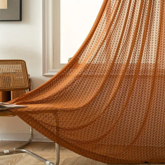 Amber Shimmer Boho Crochet Curtain