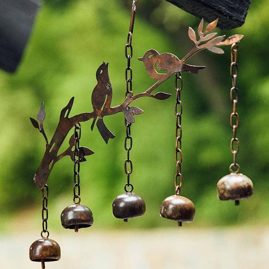 Bird-themed mobile | Handmade iron wind chime | Decoration for garden, balcony, and terrace