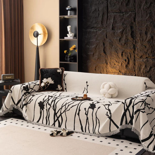 AbendZweig: Chenille sofa cover with a delicate vine pattern and comfortable comfort – for sofa and living room