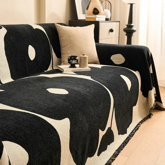 AbstrakteAura: Chenille-style sofa cover with artistic pattern and decorative accent – for sofa and bedroom