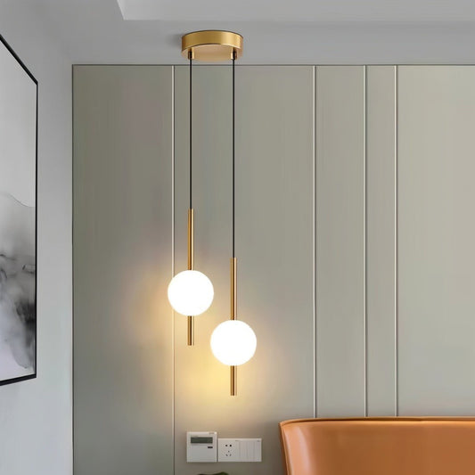AcryLuma: Nordic Ball Pendant Light in Acrylic and Metal – for Bedroom and Dining Room