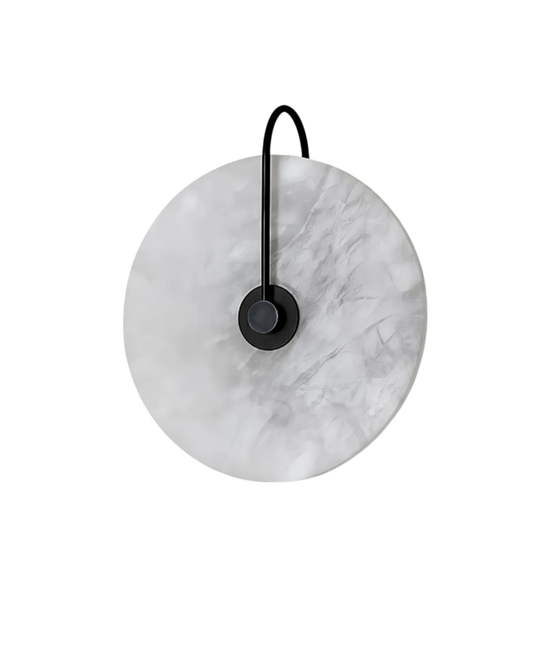 AlbaCiré: Modern LED Wall Lamp in Alabaster with Circular Design – for Bedrooms and Living Areas