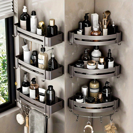 AluEcke: Wall Shelves for Bathrooms – Durable Aluminium Corner Shelf, Floating and Space-Saving for Cosmetics and Care Products