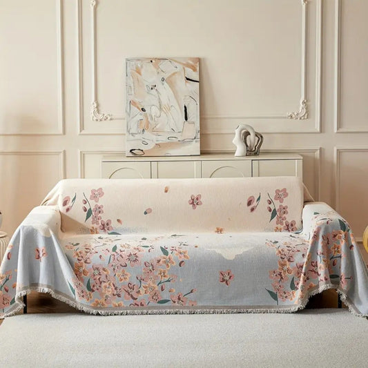 Amara: Sofa Cover with Floral Jacquard Pattern and Reversible Design – for Living Room and Sofa