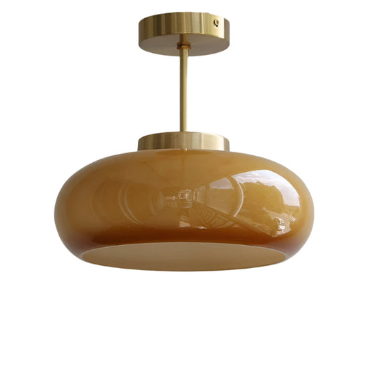 AmberGlow: Vintage Ceiling Lamp with Orange Glass Shade – Warm Retro Light for Living Rooms and Dining Areas