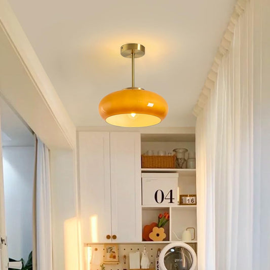 AmberLicht: Round glass ceiling lamp in warm amber tone