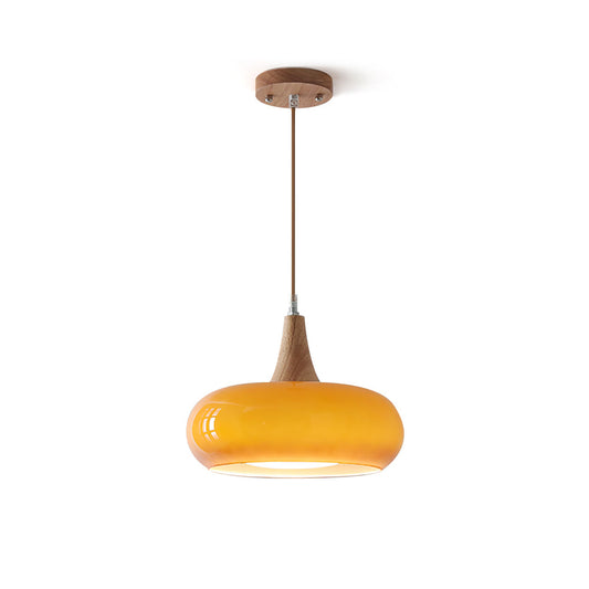 AmberLign: Wooden and Glass Pendant Light – Warm Hanging Light for Dining Room and Kitchen