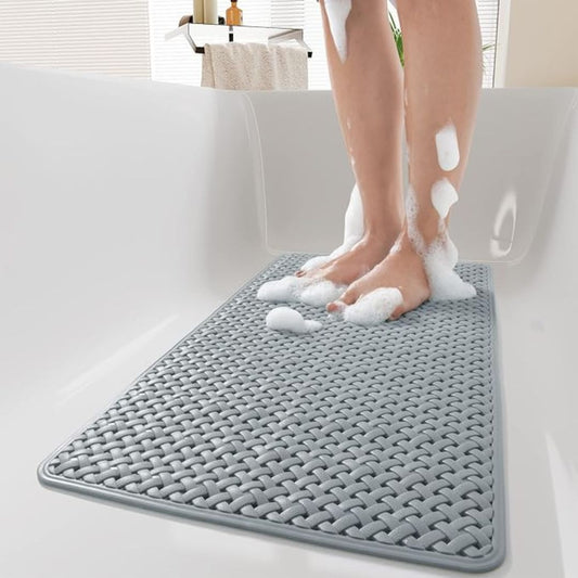 AquaHeim: Non-Slip Bath Mat with Strong Suction Cups – Mold Resistant and Easy to Maintain Bath Mat for a Safe Bathroom