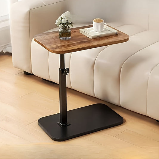 Adjustable Height Multifunctional Side Table with Wooden Top for Living Spaces
