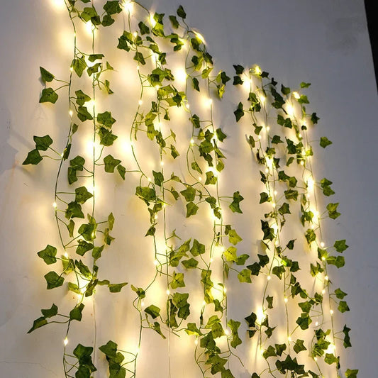 Minimalist Light Garland with Flowers and Leaves