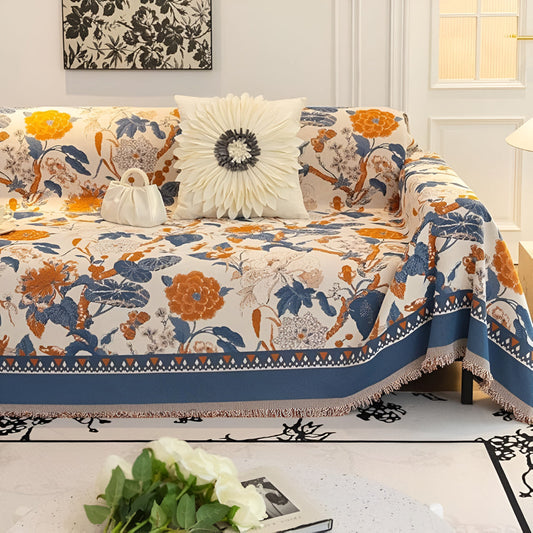 HarmoniaReben: Sofa cover in elegant jacquard design with chenille raised motifs, versatile use – for sofa and living room