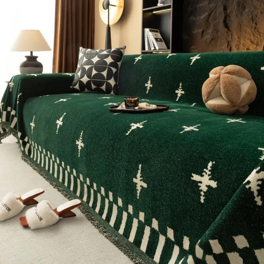 Kreuzwebstuhl: Sofa cover in modern cross design with soft microfibre and non-slip surface – for sofa and living room