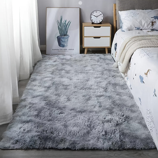 KuschelFarb: Soft Long-Pile Rug with Modern Gradient Design in Polyester – Ideal for Living Rooms and Beside the Bed