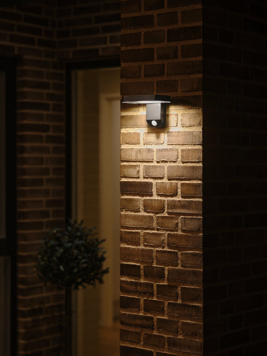 Rich Square LED Solar Wall Light for Outdoors, Black