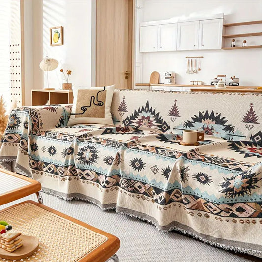 Nomadengewebe: High-quality chenille sofa cover with artistic pattern and cosy comfort – for sofa and living room