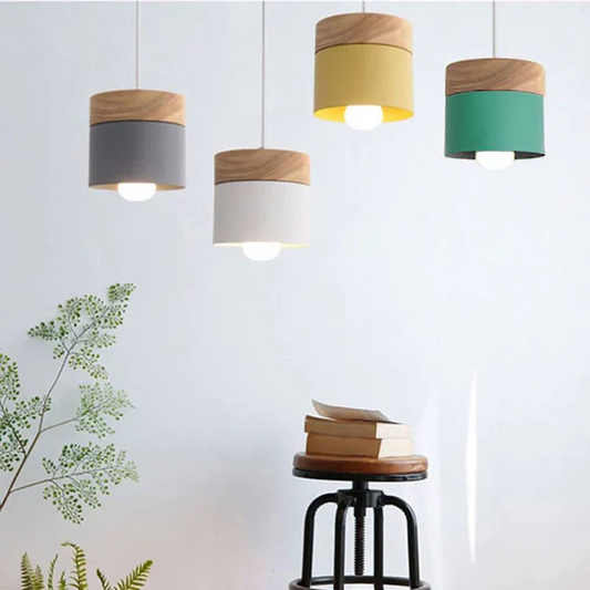 NordiLicht: Wooden and Metal Pendant Lamp – Colourful Designer Light for Children's Rooms and Reading Corners