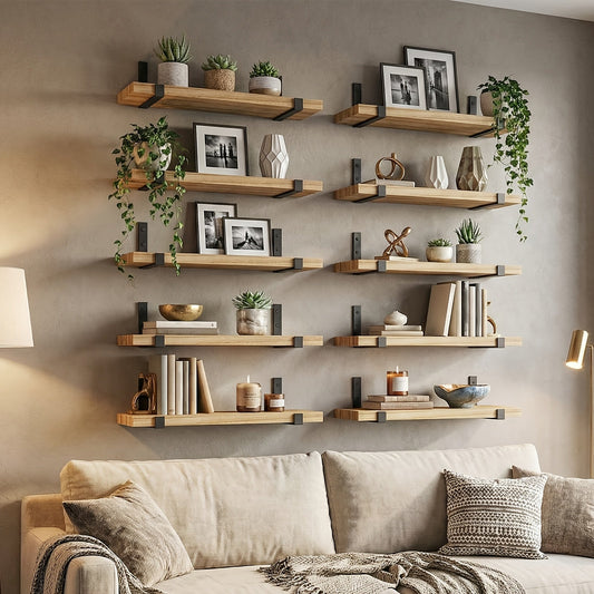 RustikTrend: Decorative Wall Shelves – Robust, Low-Maintenance, and Floating with a Wood Finish for Hallways and Living Rooms