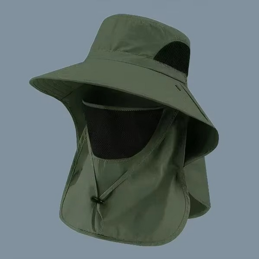 Outdoor Sun Hat with UV Protection and Wide Brim and Neck Flap for Hiking, Fishing and Camping