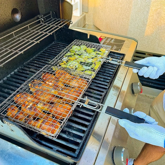 Grillaro BBQ Basket | Foldable and Non-Stick | Stainless Steel and Heat Resistant | For Meat and Vegetables