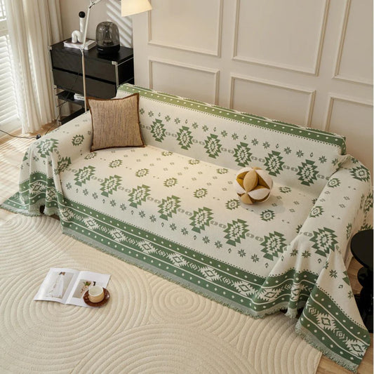 Stammesharmonie: Boho-Tribal Design Sofa Cover in Soft Chenille with Reversible Design – for Sofa and Living Room