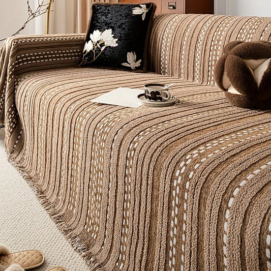 TerraStripes: Soft Microfiber Boho Stripe Sofa Cover with Non-Slip Comfort – for Sofa and Daybed