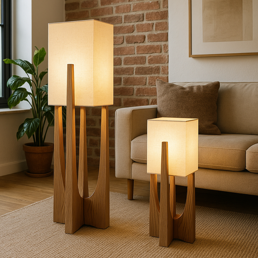 WabiLuma: LED Floor Lamp in Fabric and Wood – Japanese Style and Design