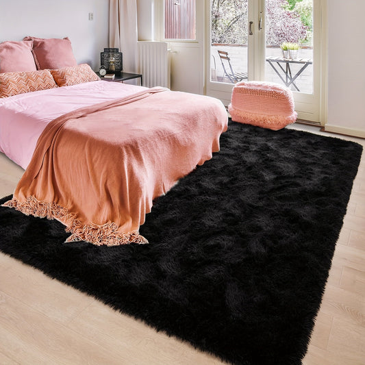 WohnGlanz: Large modern rectangular black rug – durable for high-traffic living areas
