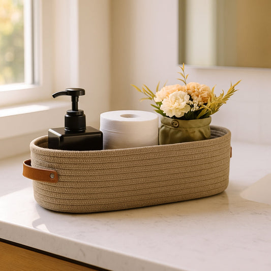 WohnStil: Storage Basket with Handles – Sturdy, Handmade, and Versatile for Home and Office