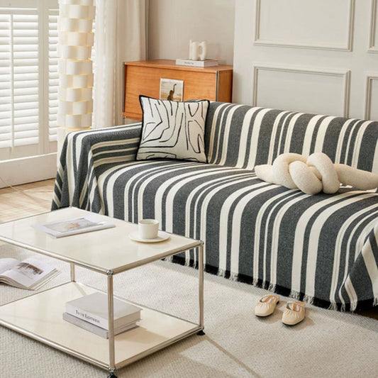 WohnStreifen: High-quality chenille sofa cover with a timeless pattern and a cosy texture – for sofa and living area