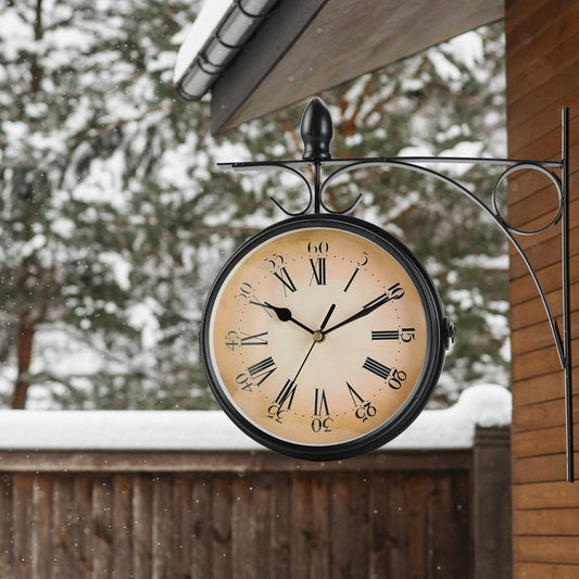 ZeitRiva: Vintage Double-Sided Metal Wall Clock – Retro Charm for Living Rooms and Hallways