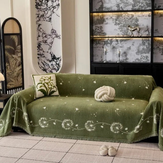 ZenLoom: Japandi Sofa Cover with Dandelion Design – Elegant Microfiber Sofa Cover