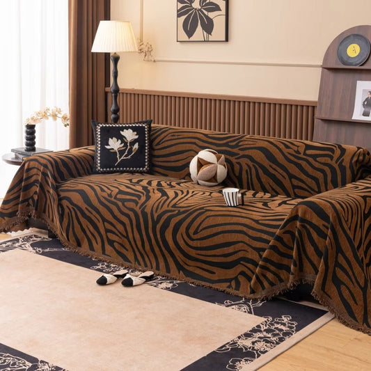 Zentara: Chenille sofa cover with zebra pattern and jacquard structure – for living room and sofa