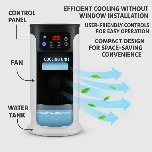 Portable Air Conditioner | Windowless, Energy Efficient and Ideal for Home and Bedroom Use