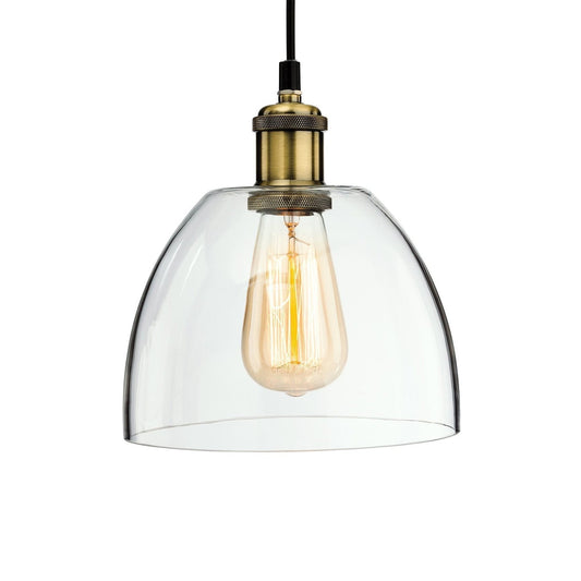 Vintage Glass Ava Pendant Light in Antique Brass