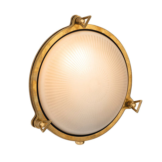 Portside Bulkhead Light, Solid Brass/Frosted Glass