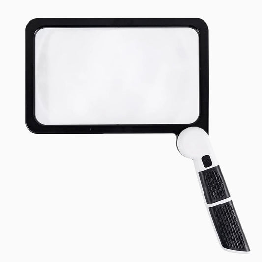 Full-Sided Handheld Magnifier – 5X Magnification, LED Illuminated Magnifier with 3 Modes, Ideal for Reading Books and for the Elderly