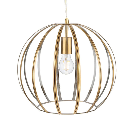 Muse Globe Pendant Light, Transparent/Antique Brass