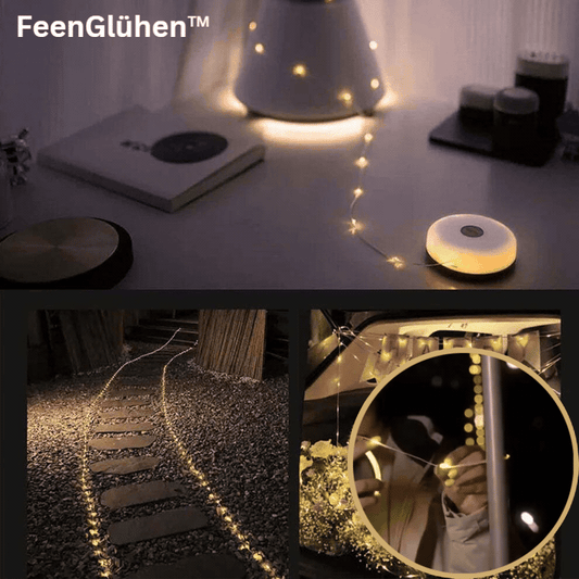 10 m LED Garland with 100 LEDs | USB Rechargeable and IP65 Waterproof | 8 Light Modes for Camping and Garden
